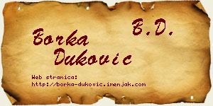 Borka Duković vizit kartica